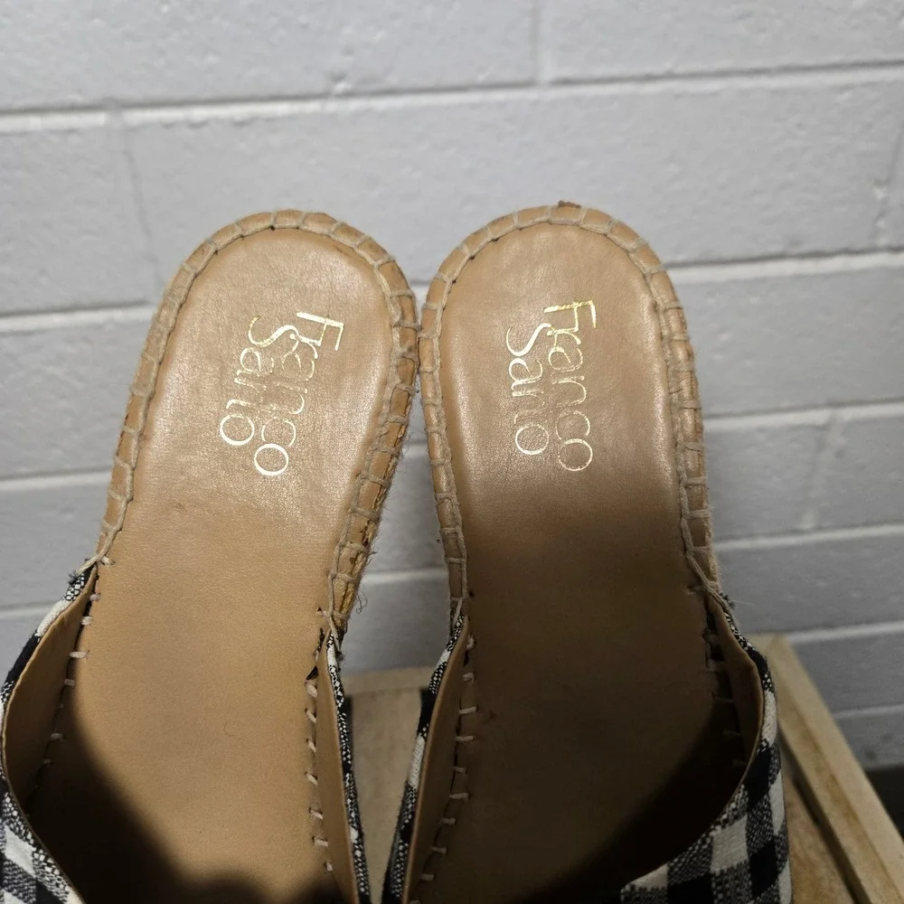 Franco Sarto Gingham Espadrille Platform Slide Sandals Womens 8.5 Cottage Spring